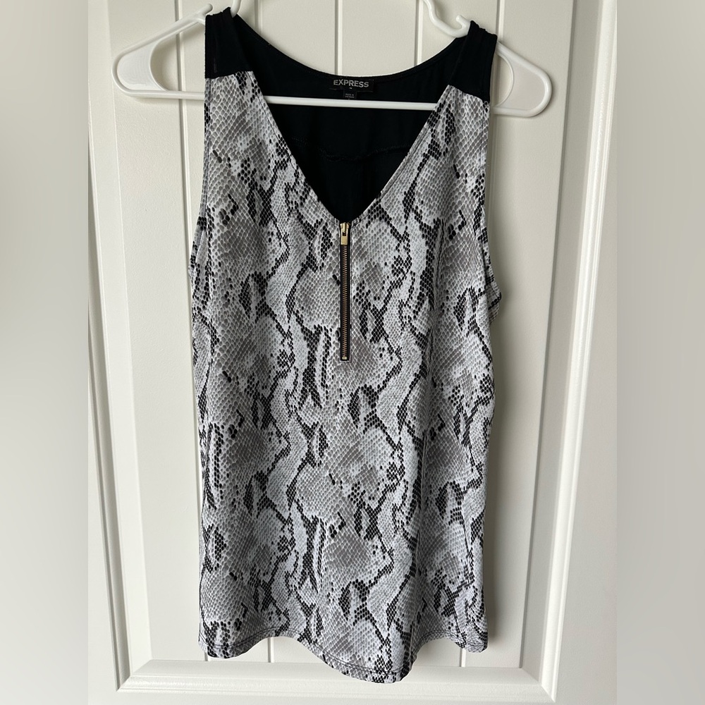 Express Black and Gray Snake Print Tank Top